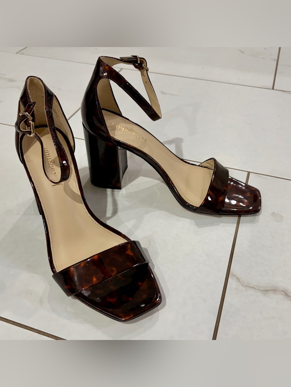 J. McLaughlin Esme Block Heels Brown Tortoise 7.5